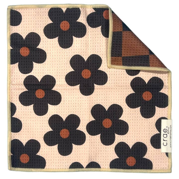Cream Black Brown Bobbie: Reversible Washcloth for wholesale on Faire0