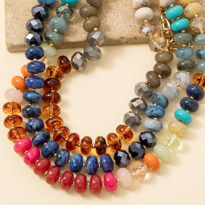 Anarchy Street - Wholesale Pendant/charm necklace - Mixed Faceted And Marble Resin Disc Beads Necklace3