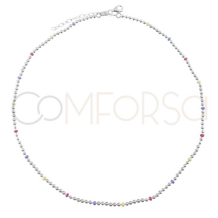 Sterling Silver 925 Choker With Pastel Colour Enamelled Ball for wholesale by COM FORSA SL