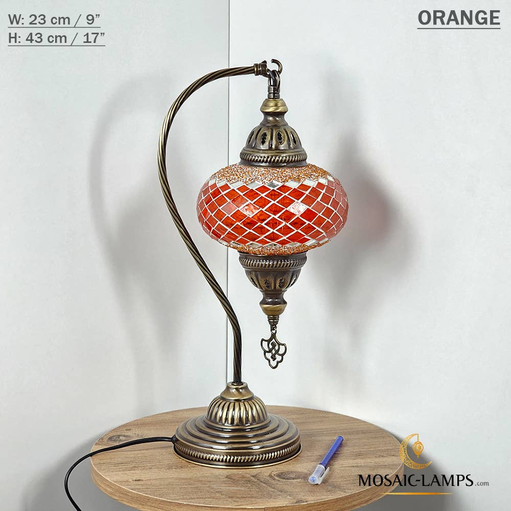 Mosaic Lamps - Wholesale Accent/Desk Lamp - 10+Colors - Gooseneck Large Globe Mosaic Table Lamp, Turkish57