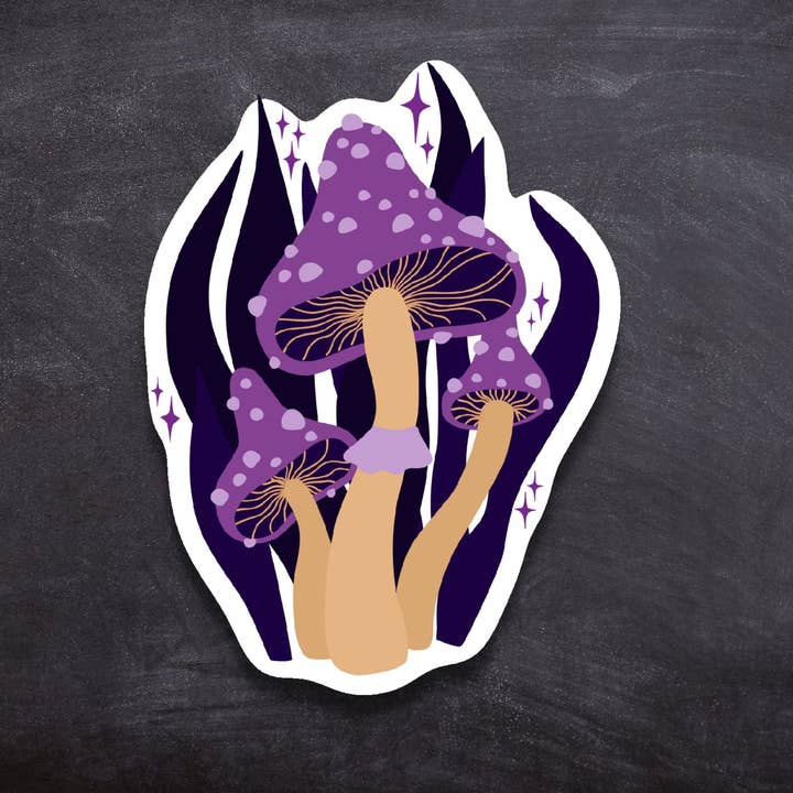 Autocollant imperméable Magical Mushroom Wizard pour la vente par True North Bazaar