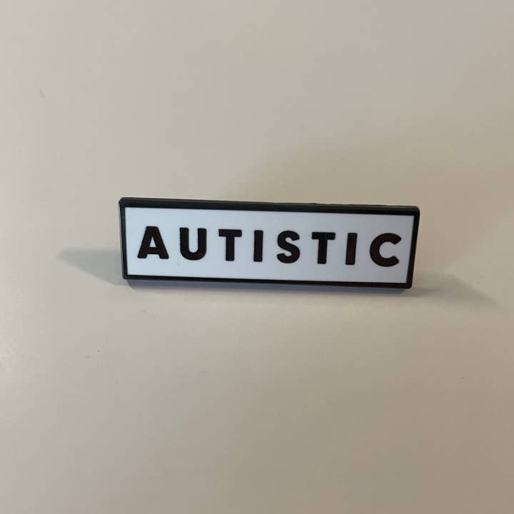 Retrophiliac - Wholesale Lapel Pin/Button - Autistic Identity Enamel Pin Black White Rectangle Autism