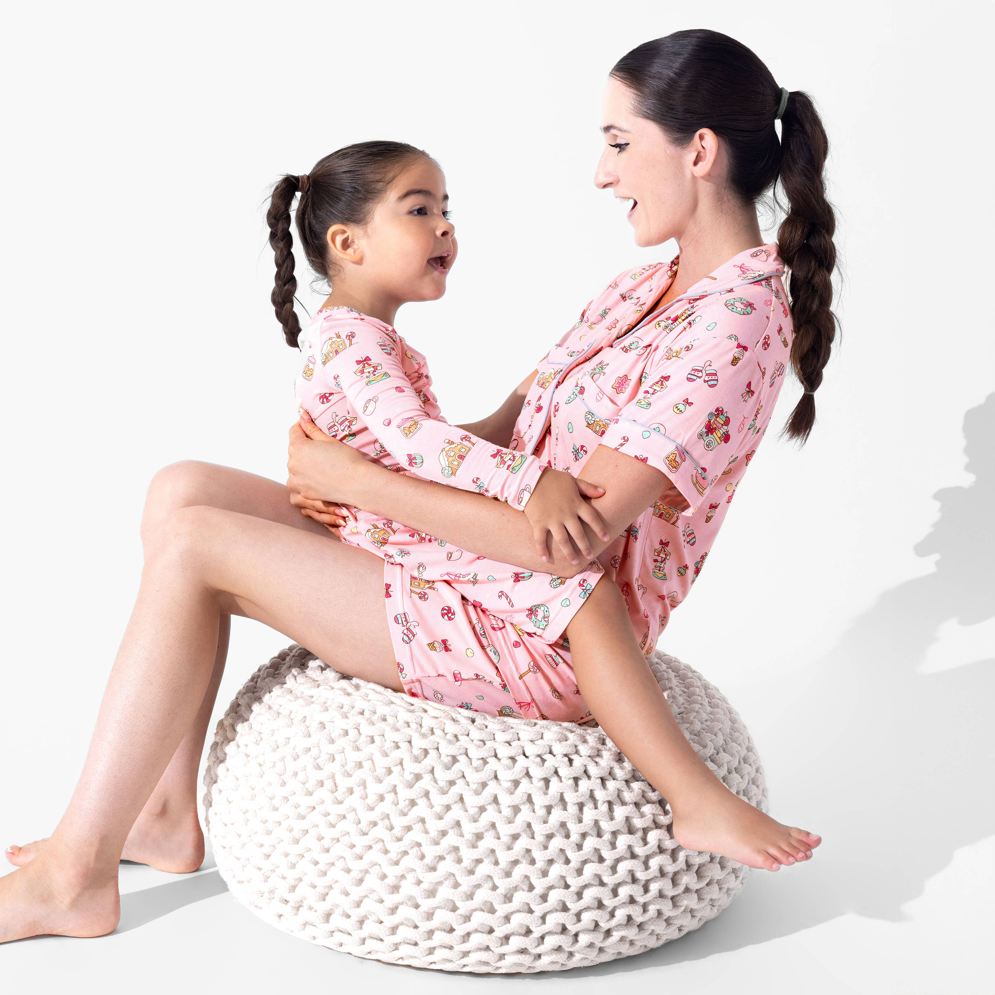 Bellabu Bear - Venta al por mayor Conjunto de ropa para dormir - Mujer - Conjunto de pijama corto de bambú para mujer Candy Cane Lane6