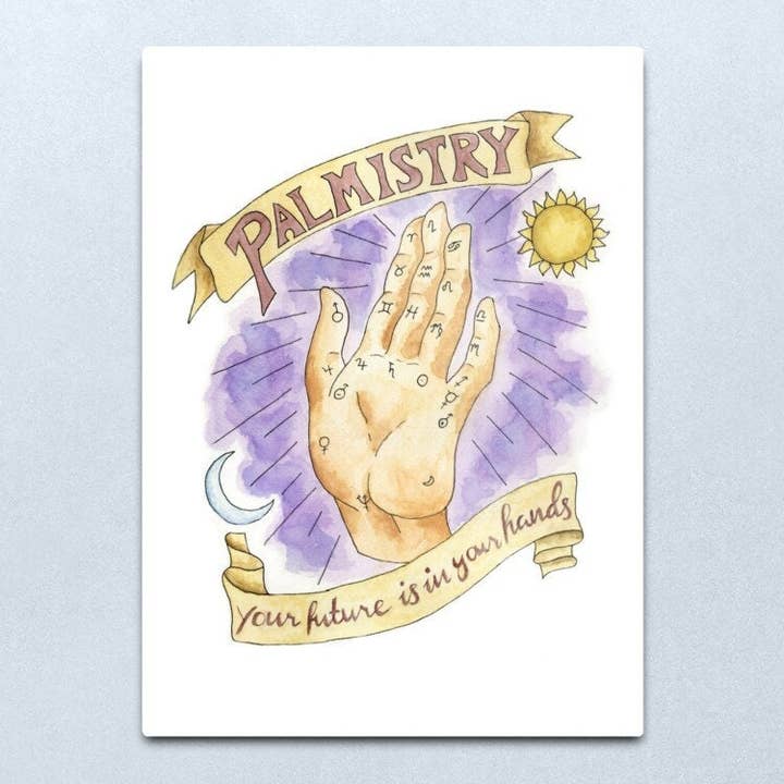 Kaleigh Day Art – wholesale Art print – Palmistry Poster, Palm Reading Art Print, Fortune Teller Poster, Psychic Reading Wall Decor, Vintage Spiritual Art, Mystical Occult Art