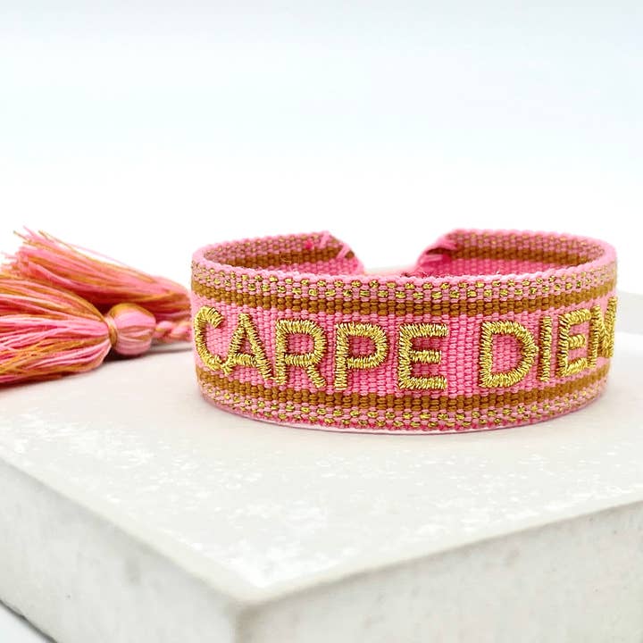 Parsley & Pepper - Wholesale Woven/Braided Bracelet - CARPE DIEM statement bracelet woven, embroidered1