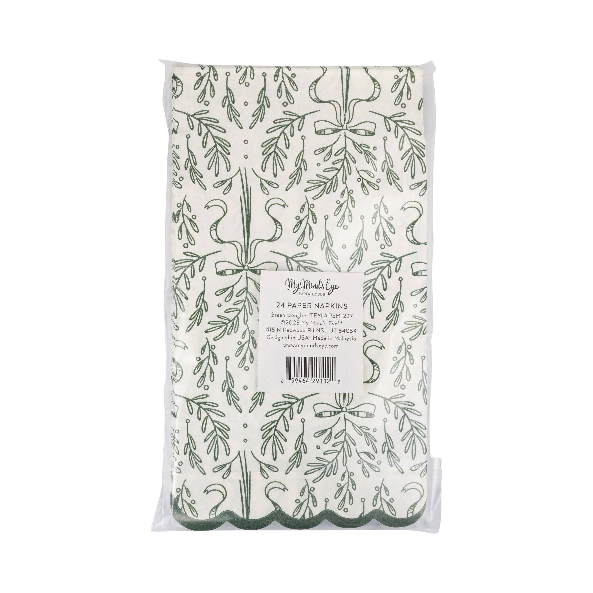 My Mind’s Eye - Wholesale Disposable Napkin - PEM1237 - Green Bough Pattern Dinner Napkin2