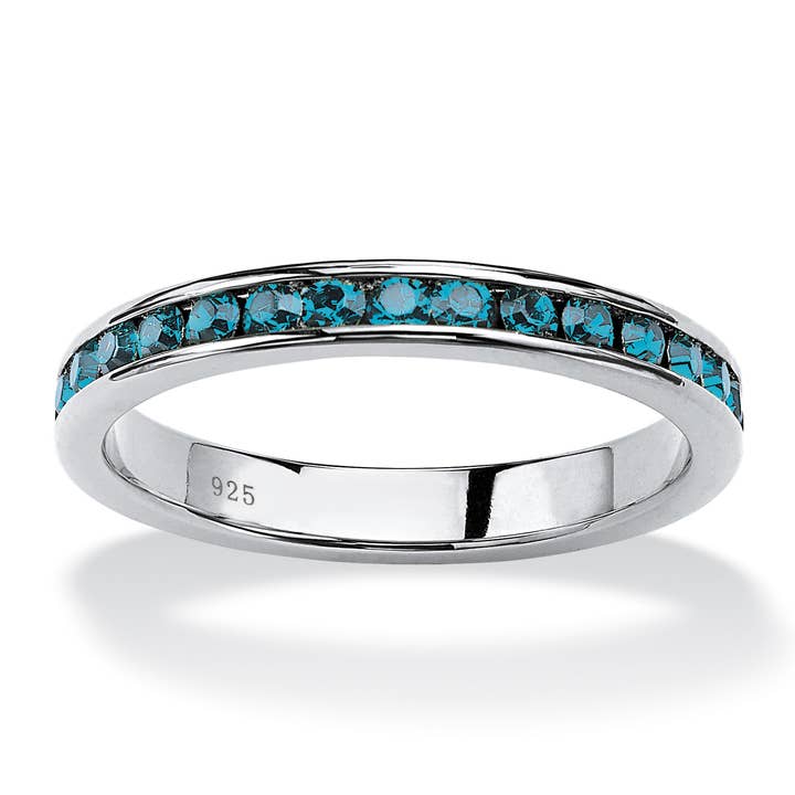 Simulated Birthstone Eternity Band in Sterling Silver for wholesale by PalmBeach Jewelry