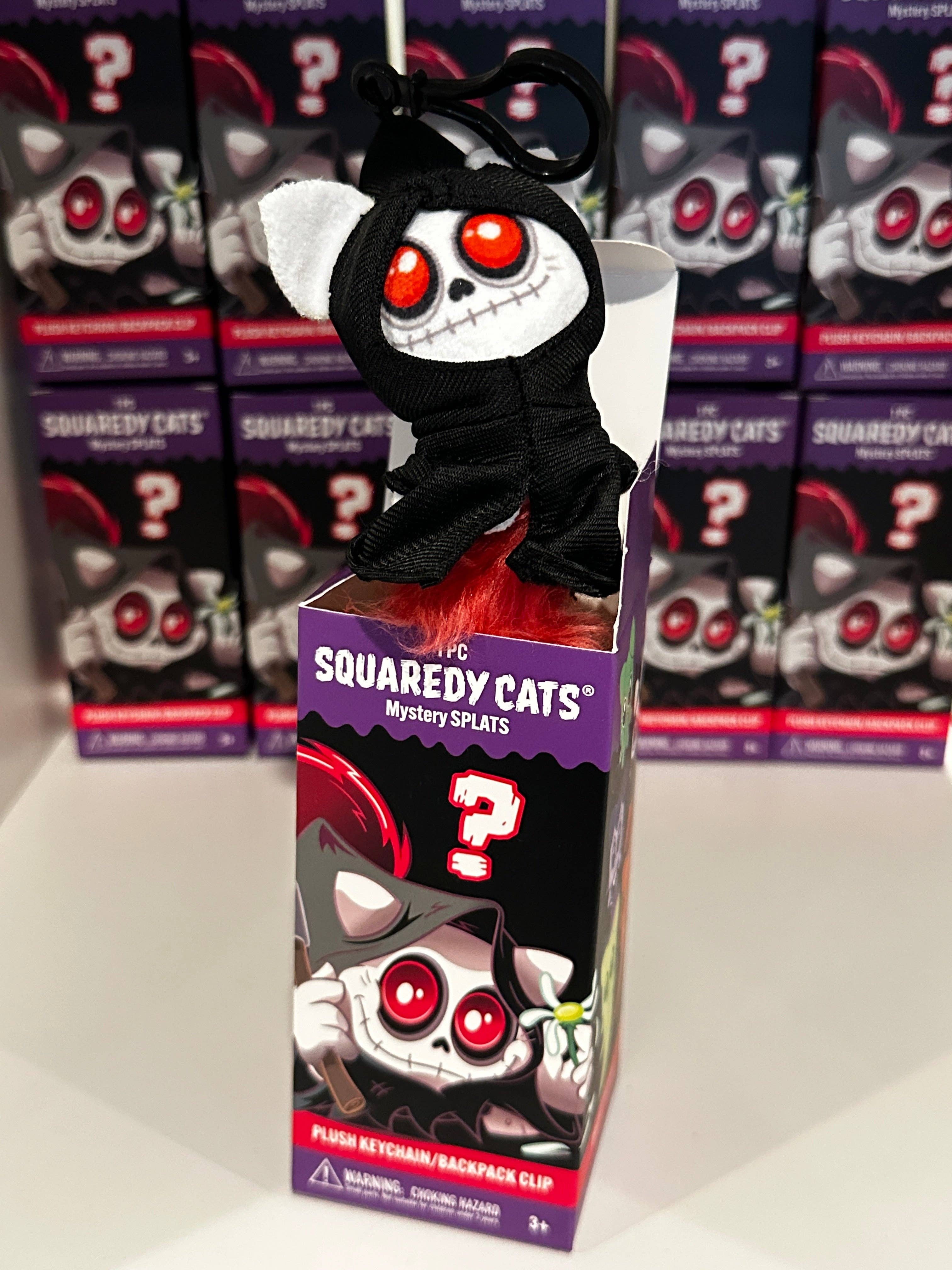 Squaredy Cats - Wholesale Keychain - Unisex - 0h_New! 10 Pack Squaredy Cats Mystery Splats Plush Keychain/Backpack Clip in mystery box SET10