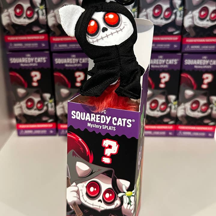 Squaredy Cats - Wholesale Keychain - Unisex - 0h_New! 10 Pack Squaredy Cats Mystery Splats Plush Keychain/Backpack Clip in mystery box SET10