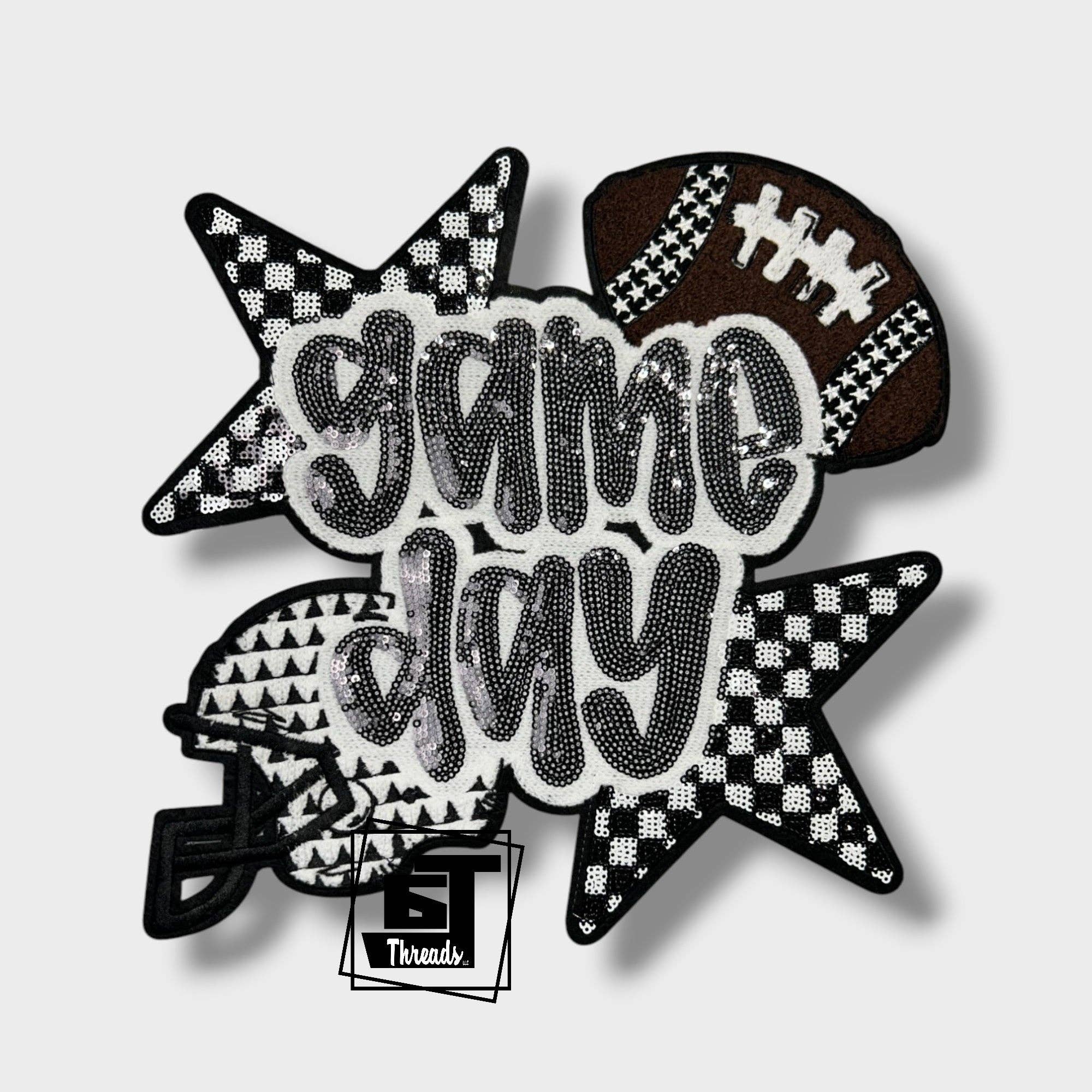 6j Threads LLC - Wholesale Patch - Football Checkered Star Game Day....Patches Only