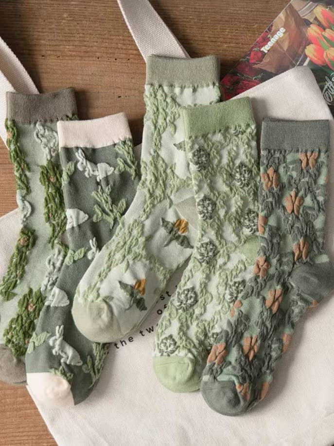 JCS011 3D Vintage Floral Socks for wholesale by JC Sunny Fashion
