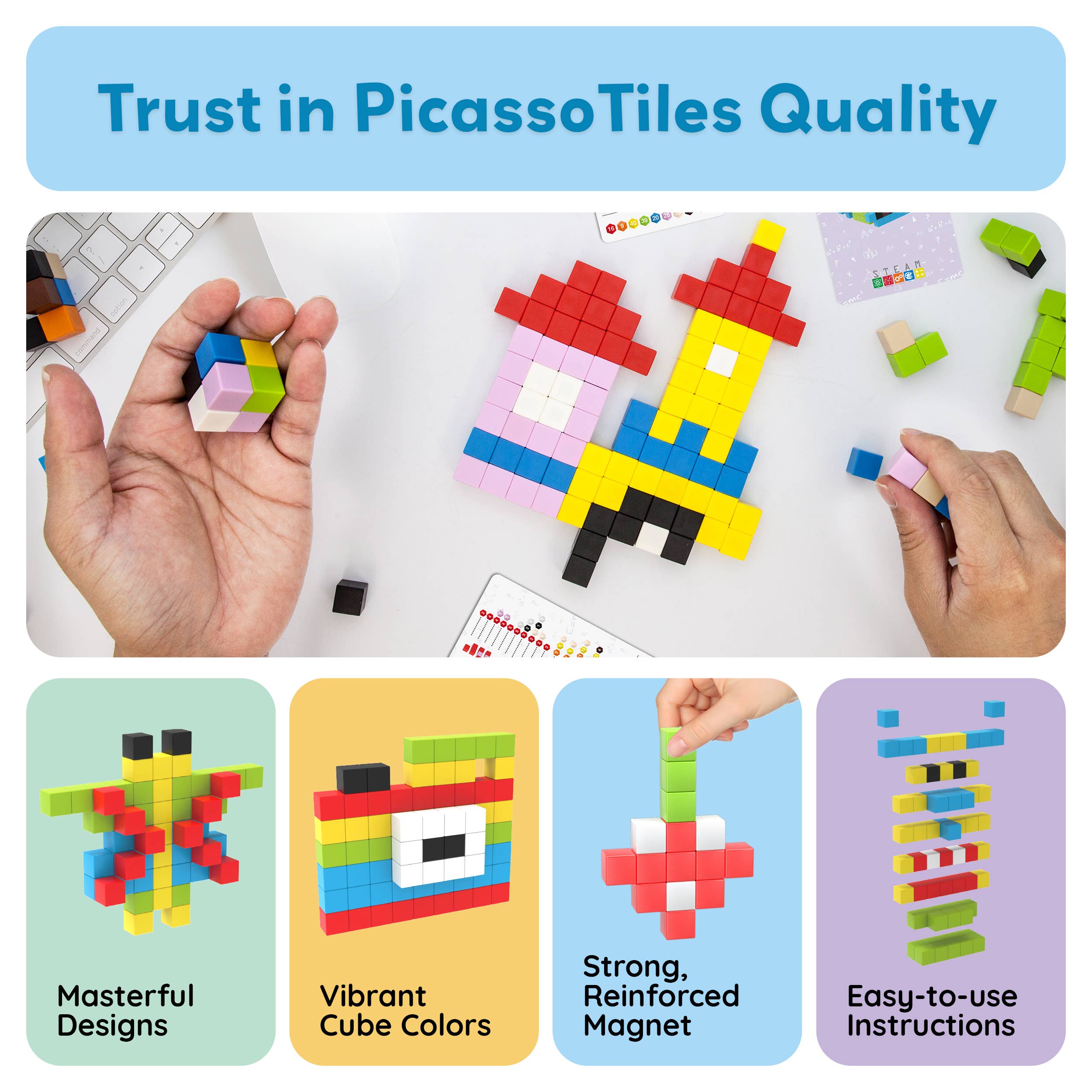 PicassoTiles – wholesale Building set – Child – PicassoTiles 100pc .5" Magnetic Cubes Set1