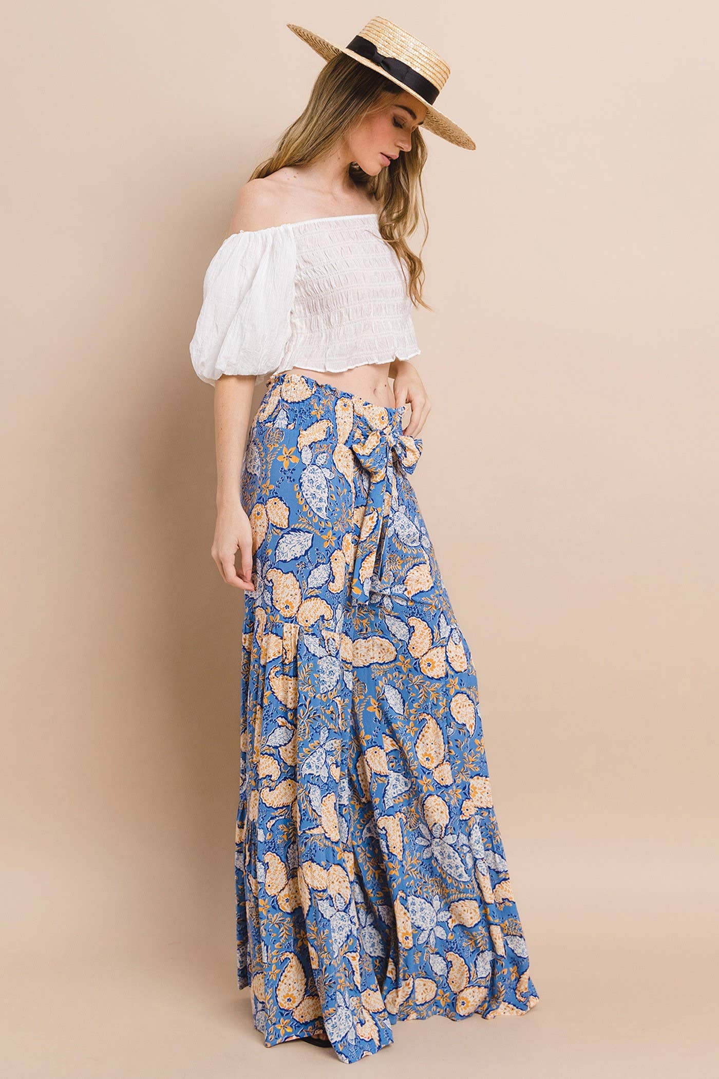 AZUL MULTI PANTALONES PALAZZO BOHO DE PERNERA ANCHA - BLUE MULTI 2314 de venta al por mayor en Faire2