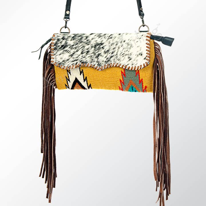 ADBG344 Southwestern Wool Wristlet Clutch with Tribal Pattern and Leather Strap for wholesale by LS Western