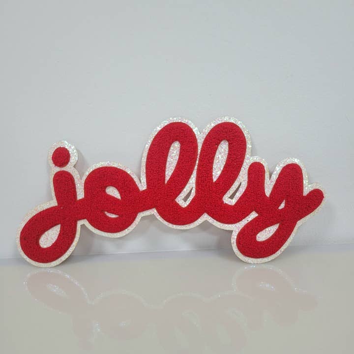 Social Grace & Company - Wholesale Patch - Jolly Light Pink Chenille Iron On Patch for Holiday Shirts