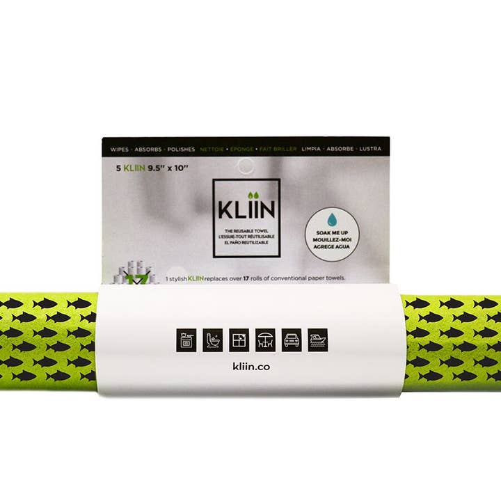 Rolo de toalha de papel reutilizável - verde com peixe preto por atacado de KLIIN