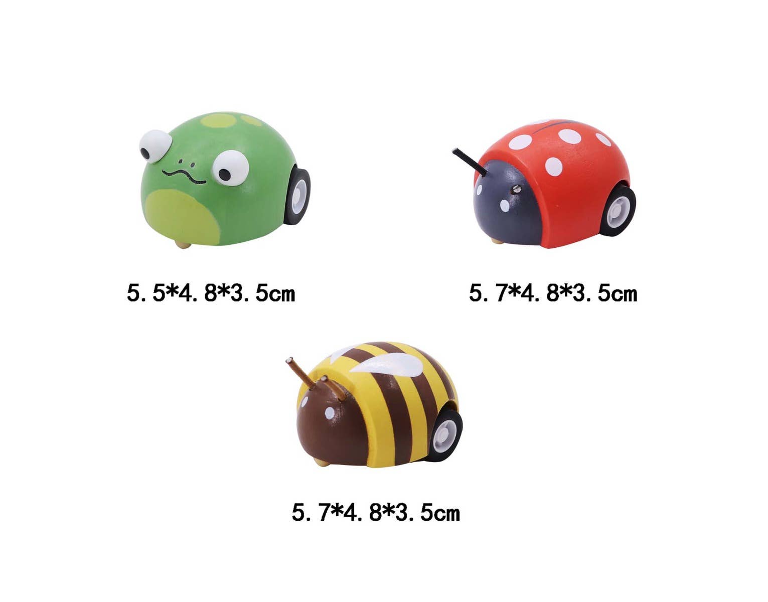 ToysLink - Wholesale Wood Toy - Kids - Wooden Pull Back Animal-Bee, Frog and Ladybug1