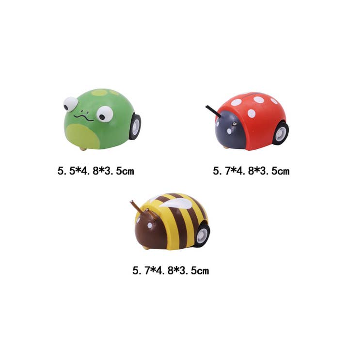 ToysLink - Wholesale Wood Toy - Kids - Wooden Pull Back Animal-Bee, Frog and Ladybug1