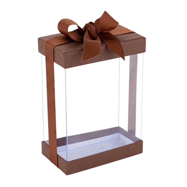 Clear Plastic Gift Boxes 6 Pack Bakery Boxes Brown for wholesale by Hammont