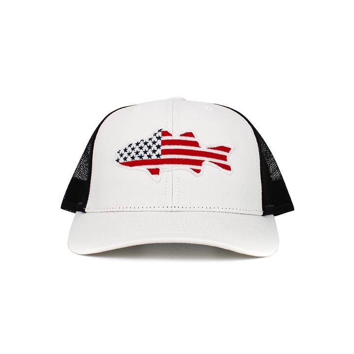 Hana - Wholesale Trucker Hat - Women's - Fish Flag Mesh Back American Flag Theme Baseball Cap