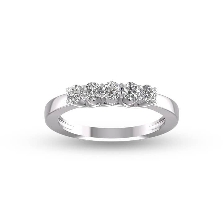 TimeLe$$ Classics - Vente Bague avec plusieurs pierres - Alliance en diamant naturel à cinq pierres 1/2 CTTW en or 14 carats1