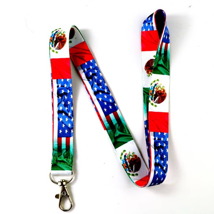 Usa Mexico Flag Lanyard/Keychain Wholesale for wholesale by Eastex