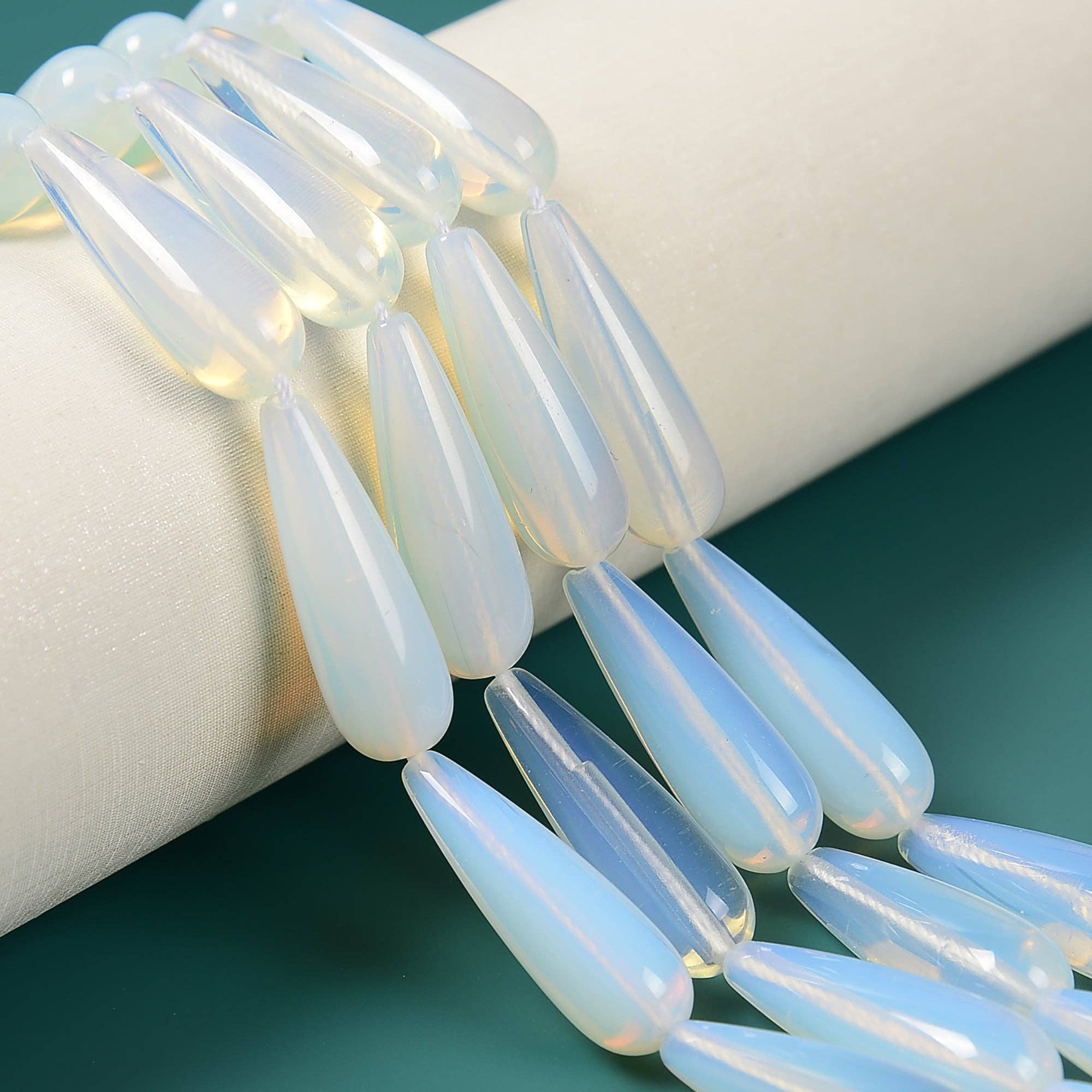 CRCBEADS - Wholesale Beads - Opalite Smooth Full Teardrop Beads Size 10x30mm 15.5'' Strand0
