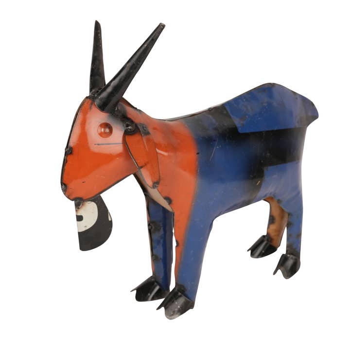 Recycled Goat-Metal-WH-Garden Yard Art-Small-6Wx15Dx14H inch for wholesale by My Amigos Imports
