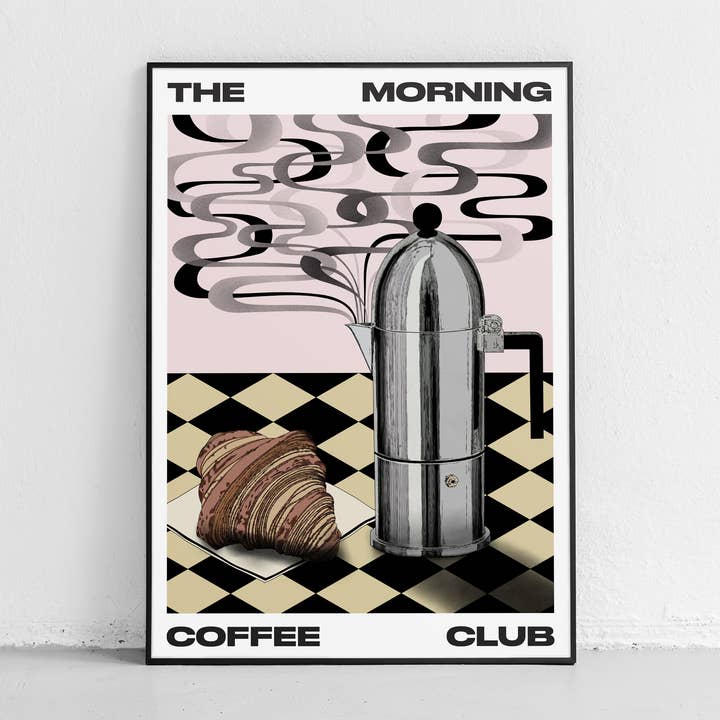 The Morning Coffee Club Fine Art Print - A3 for wholesale by ABI OVERLAND JERSEY