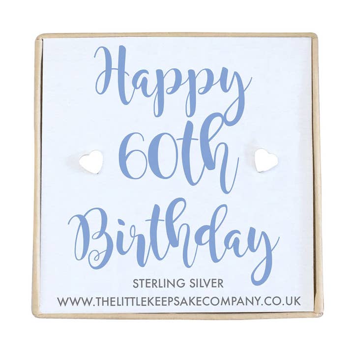 Boucles d'oreilles avec citation en argent sterling - Joyeux 60e anniversaire pour la vente par The Little Keepsake Company