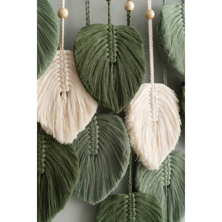 BeanDaikon - Wholesale Decorative Tassel/Wall Drop - Macrame Green Leaves Wall Hanging L0211