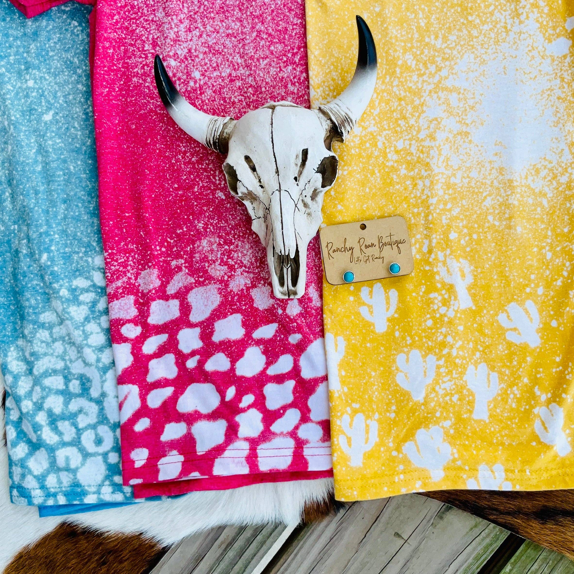 Ranchy Roan Boutique - Wholesale Sublimation Blank T-Shirt - Women's - Stenciled Bleach Western Blank Tee1