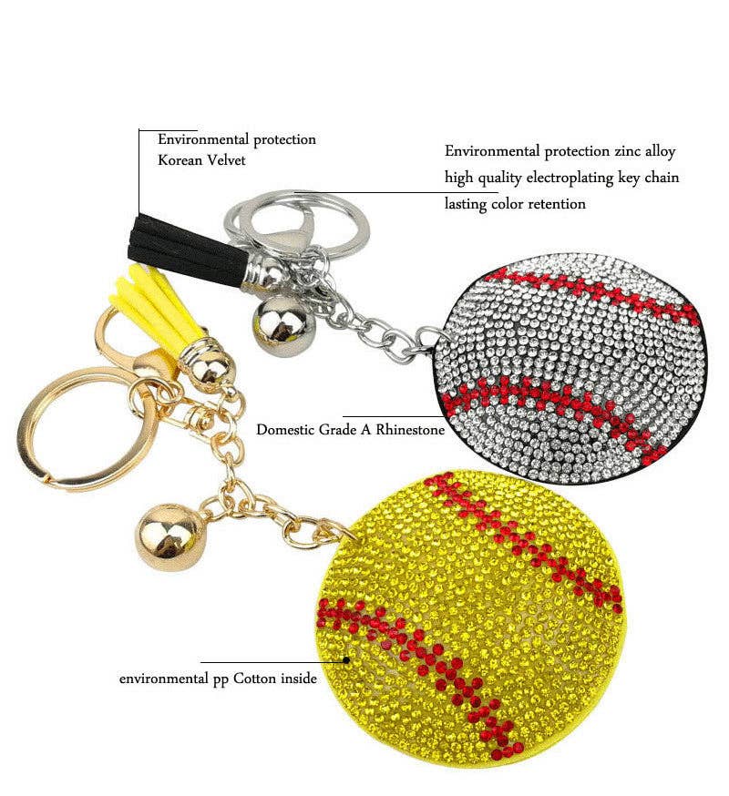 Ole - Wholesale Keychain - Women's - Baseball Rhinestone Key Chain K12454