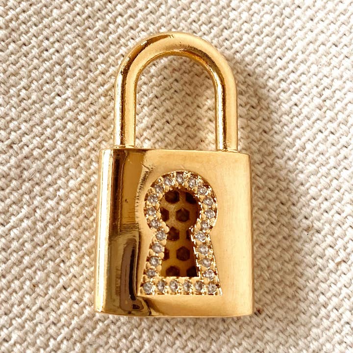 Polished Lock Pendant for wholesale by GoldFi