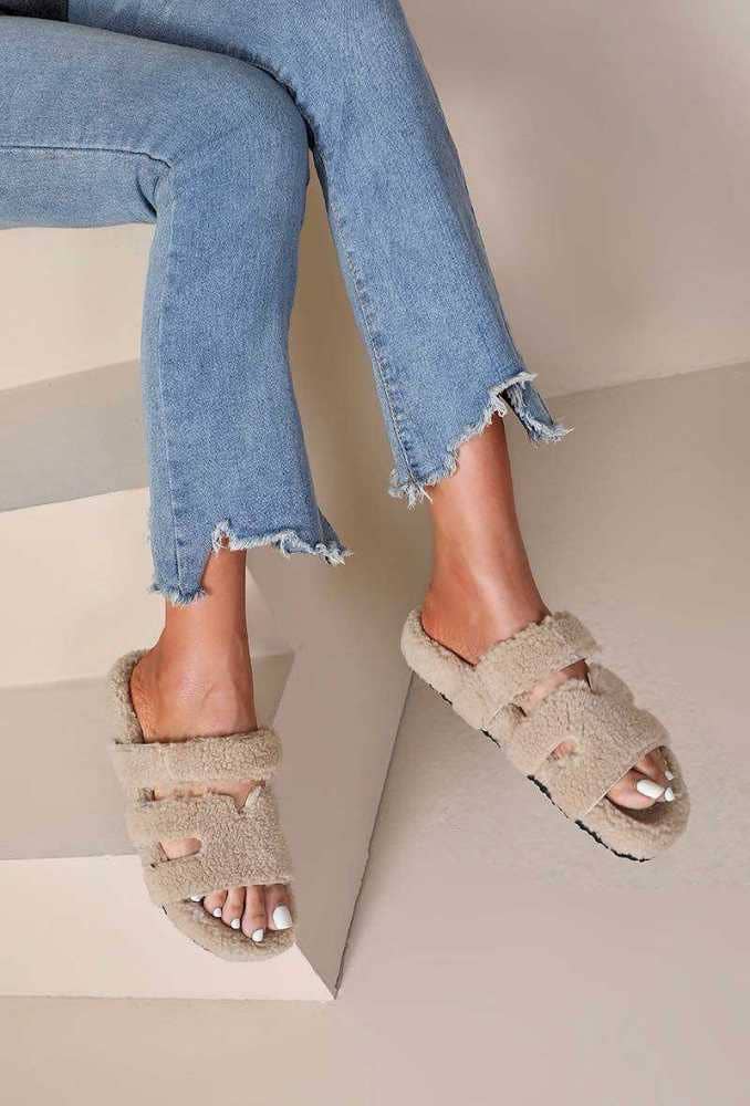 Joia Paris - Wholesale Mules - Women's - Mule flat slipper with trendy fur 83XQ2