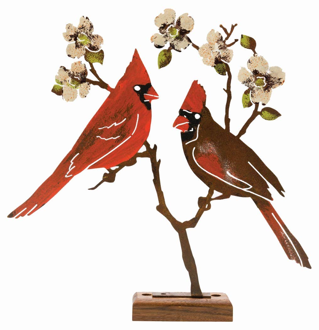 Elegant Garden Design – Ornamento/decoração ao ar livre por atacado – Cardeais no Ramo de Corniso - Pintado3