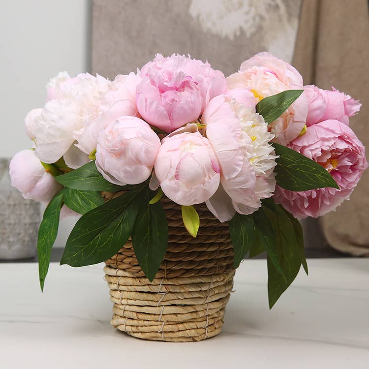 Sweet Home Deco - Wholesale Artificial Flowers - 10''T Silk Peony Floral Bouquet, Blooming/Bud Peonies, Pink4
