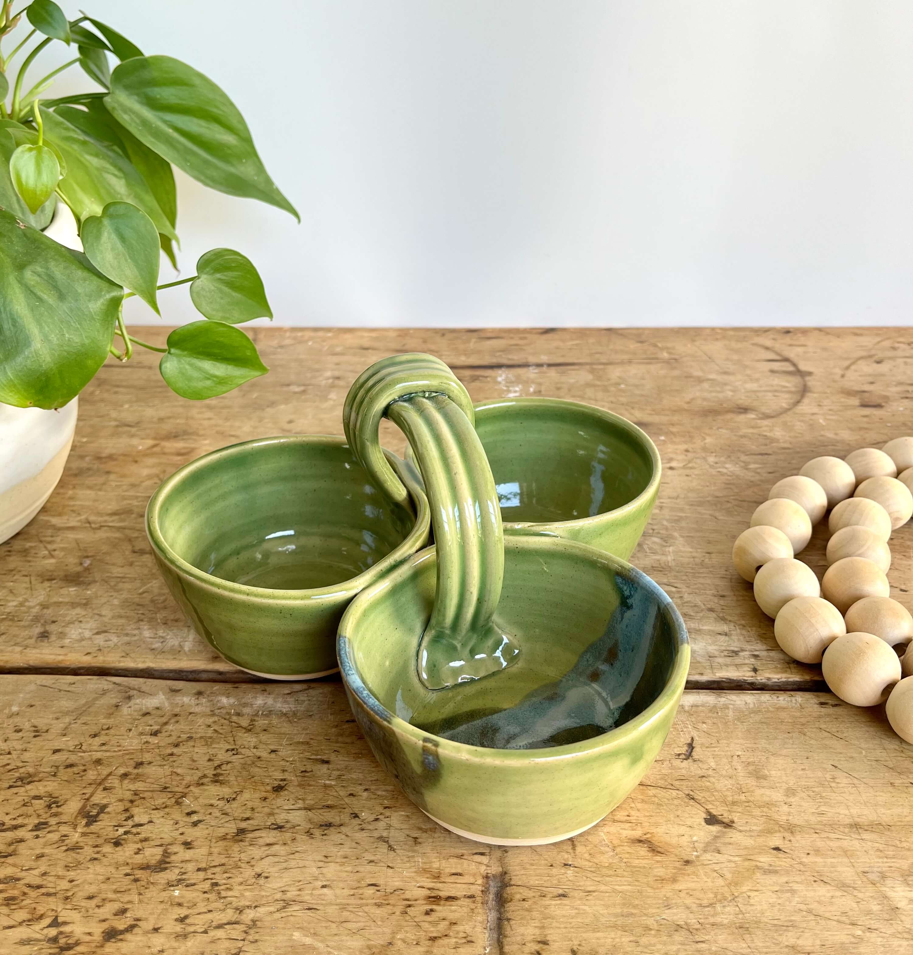 Coastal Clay Co. - Wholesale Platter - Triple Dip Platter Summer Party Platter Ceramic Dip Tray19