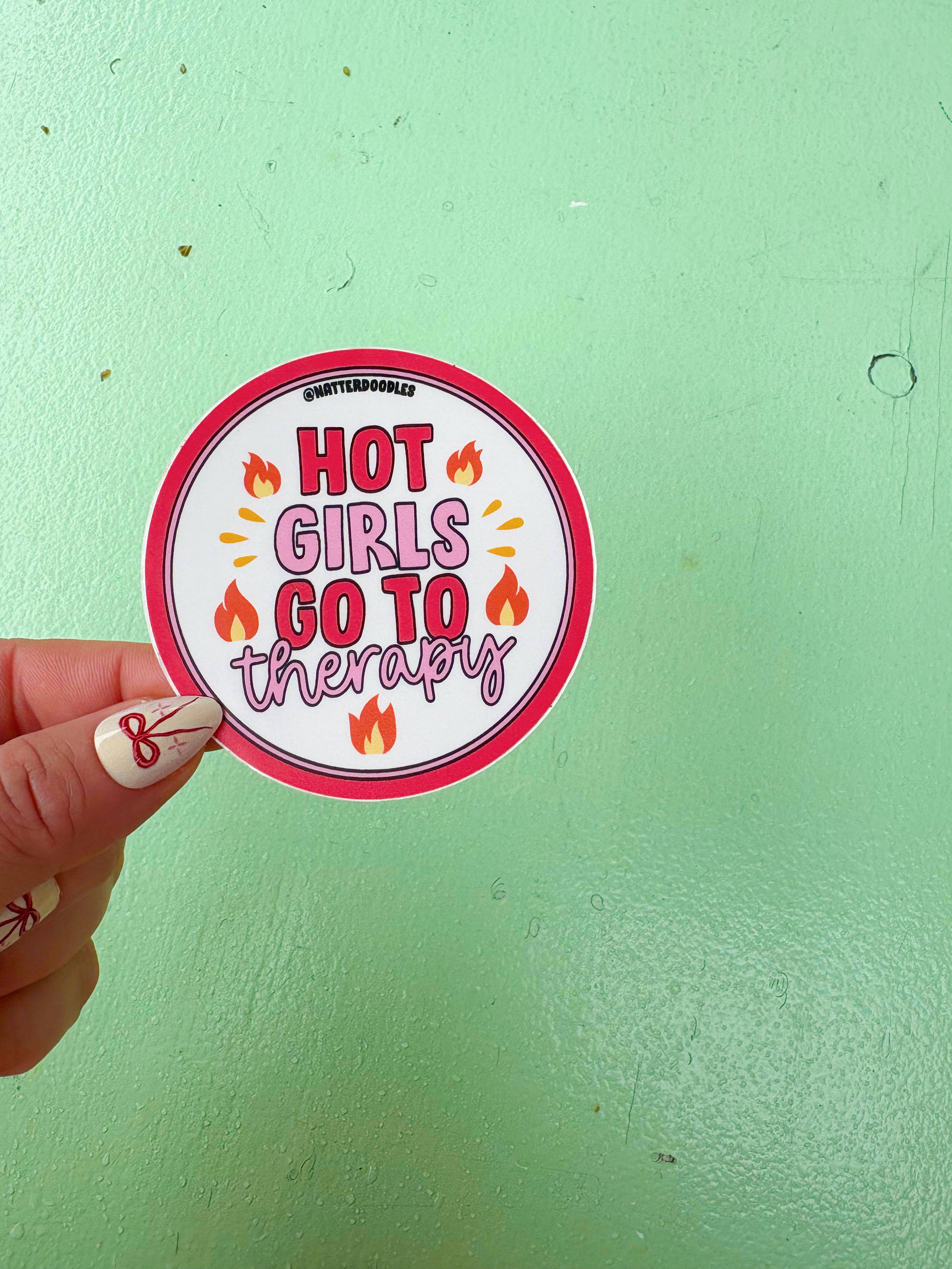 NatterDoodle - Wholesale Sticker - Hot Girls Go to Therapy Funny Mental Health Sticker6