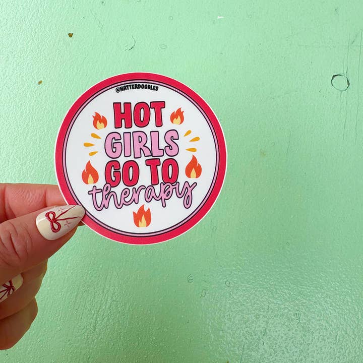 NatterDoodle - Wholesale Sticker - Hot Girls Go to Therapy Funny Mental Health Sticker6