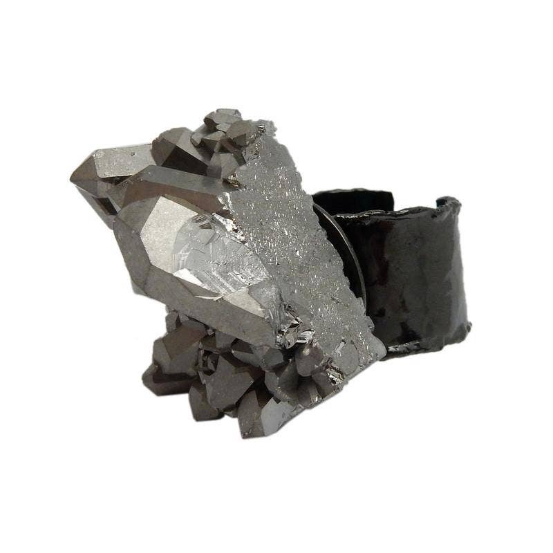 Rock Paradise - Vente Bague de cocktail/de cérémonie - Bague Crystal Point Cluster avec bracelet galvanisé7