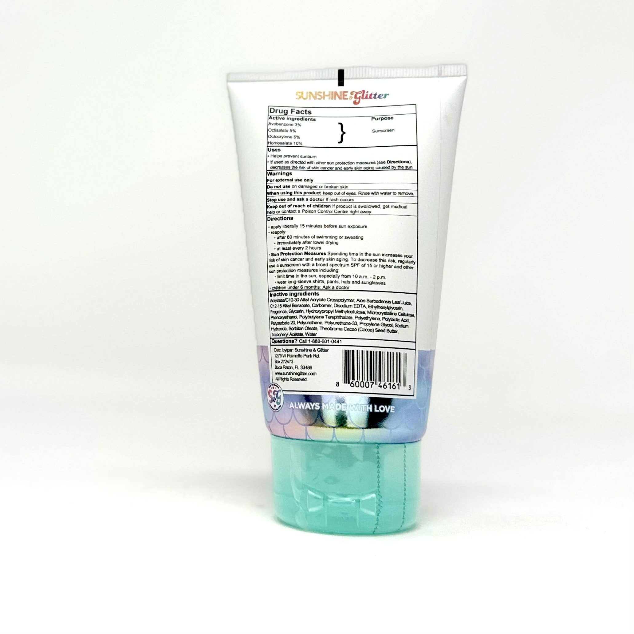 Sunshine & Glitter - Wholesale Sunscreen - NEW! S&G Mermaid Biodegradable Glitter SPF 50 TUBE2