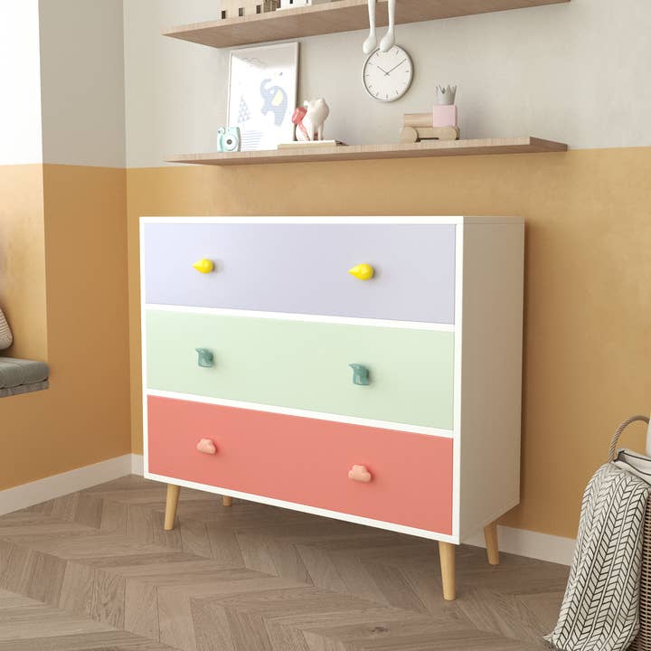 39F Inc. - Wholesale Bedroom Furniture - Colorful Kids 3-Drawer Dresser Storage Cabinet for Bedroom26