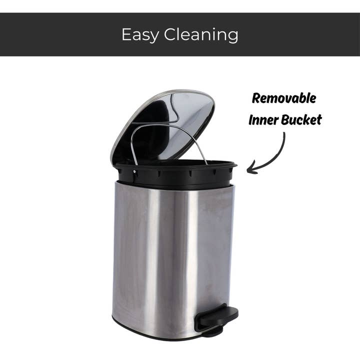 Evideco French Home Goods - Wholesale Bathroom Trashcan - Metal Trash Can with Silent Soft Close Lid Large 5L 1.3 Gal6