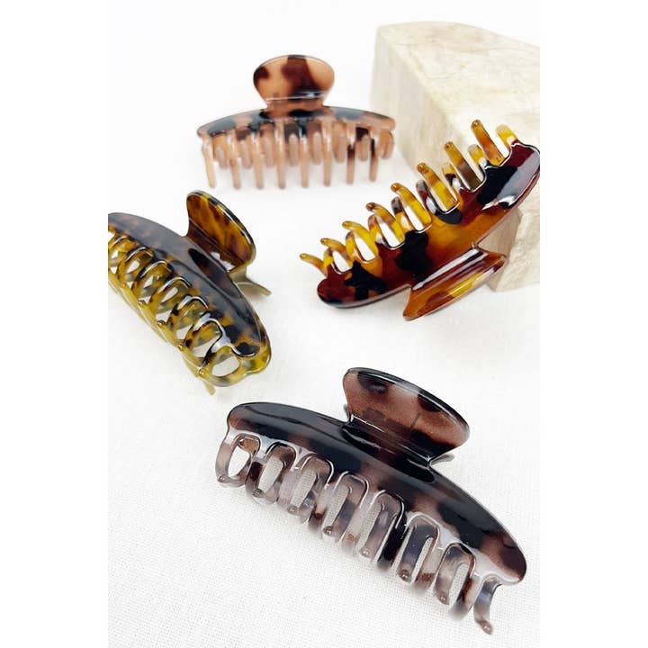 MIX COLOR Tortoise Shell Pattern Leopard Hair Clips for wholesale on Faire