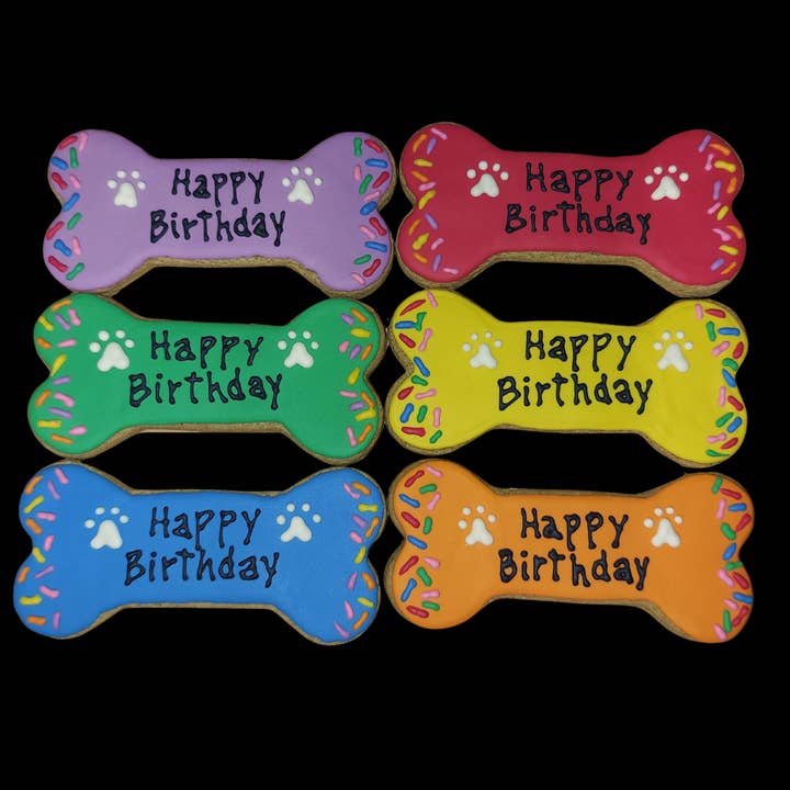 Birthday Bone Cookie for wholesale by P.S. Paws Pet Bakery