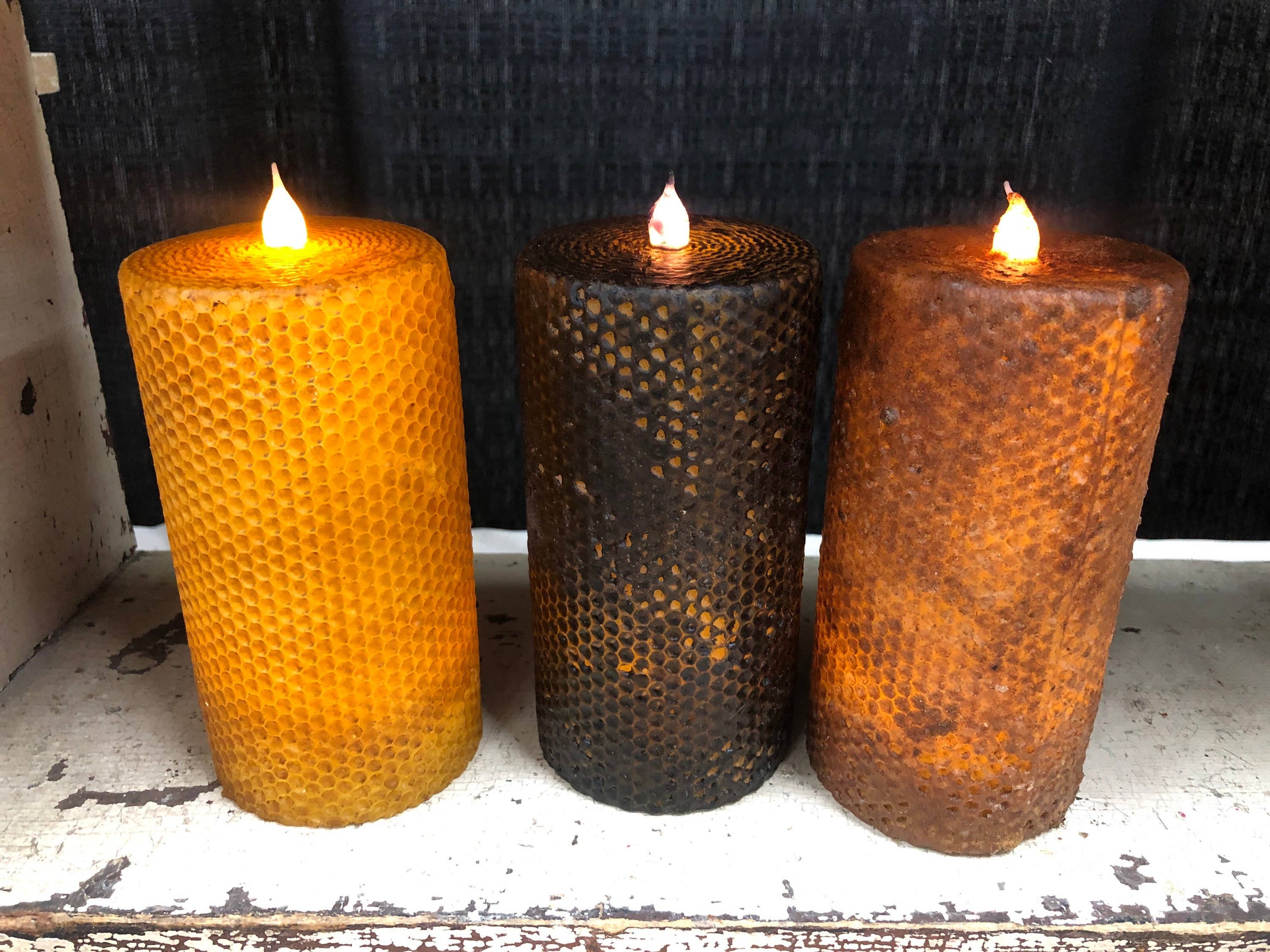 Raggedy Junction - Wholesale Flameless Candle - 3x6" Honeycomb Battery Operated Timer Candle