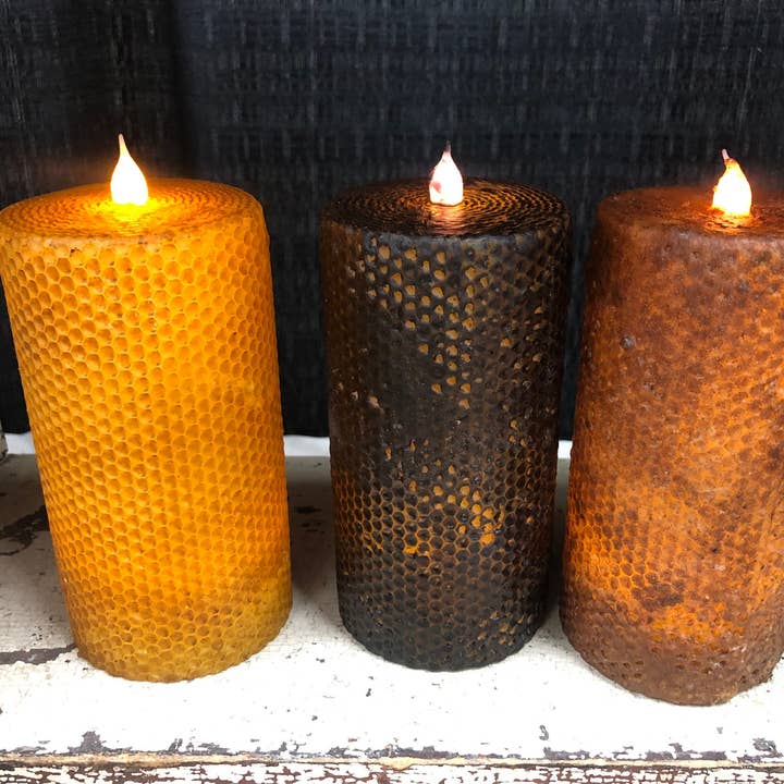 Raggedy Junction - Wholesale Flameless Candle - 3x6" Honeycomb Battery Operated Timer Candle0