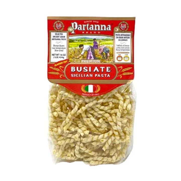 Partanna Busiate Pasta 16.01oz (454gr) for wholesale by Casacella Foods