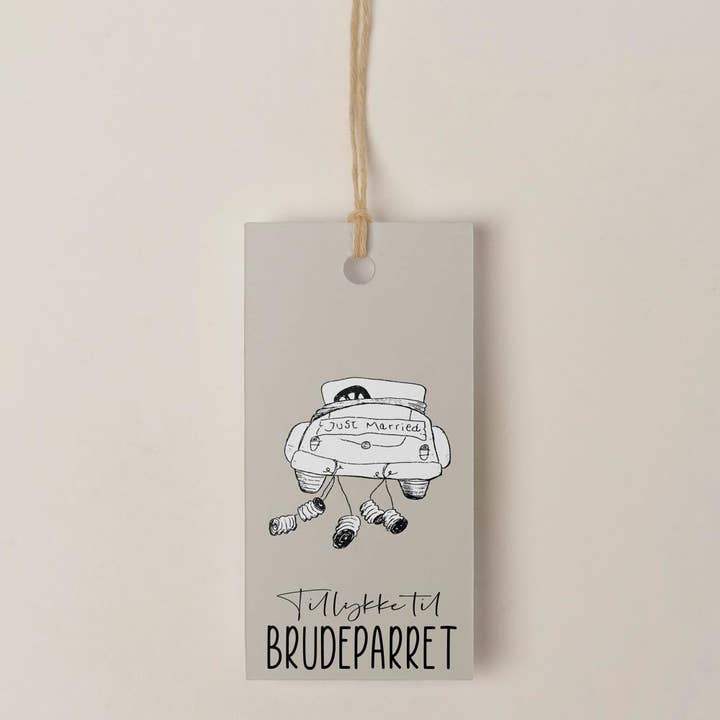 Mouse and Pen Illustration ApS - Wholesale Gift Tag - Tillykke til bruden og brudgommen - Hangtag